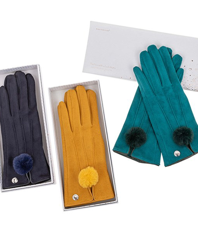 Accessories Gloves Velvet-touch with pom poms 