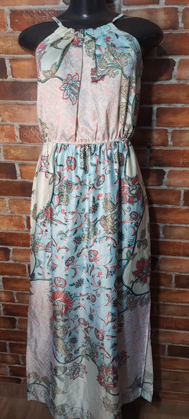 Vestido Longo Estampado Cetim Fosco T/38