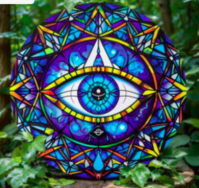 Wanddecoratie metalen bord Alziend Oog blauw (20cm diameter)