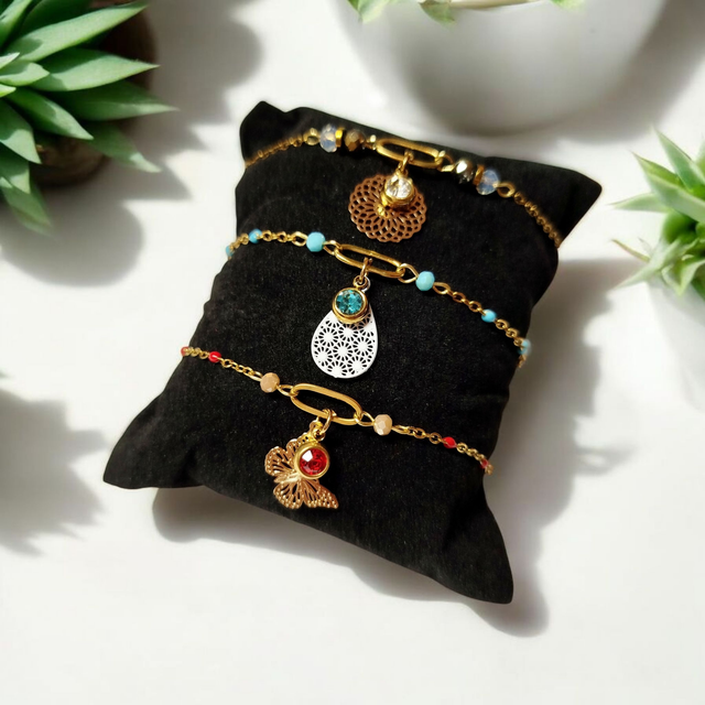 Bracelet acier inoxydable et strass