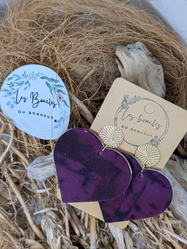 Boucles d&#039;oreilles Coeur ❤️ violet c1021