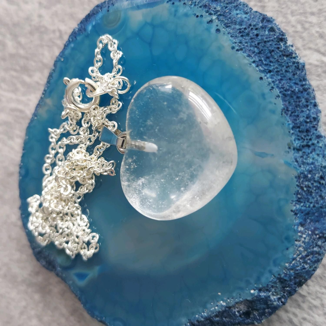Clear quartz crystal heart pendant