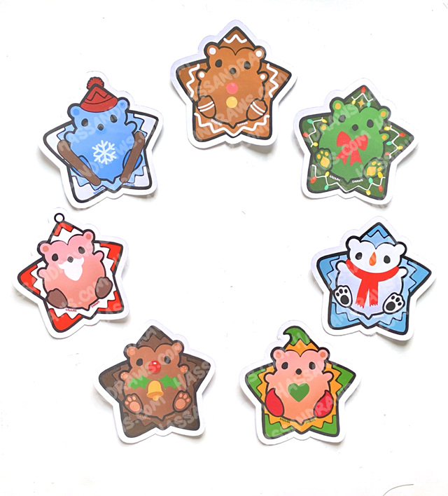 Holiday Hogs Christmas Hedgehog sticker set