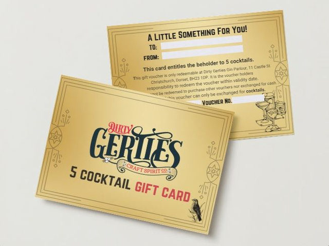 DG Gold Gift Card - Five Cocktails (E-voucher)