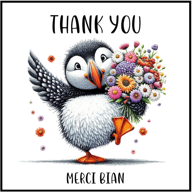 100 CARD - OCCASION THANK YOU PUFFIN BOUQUET 2