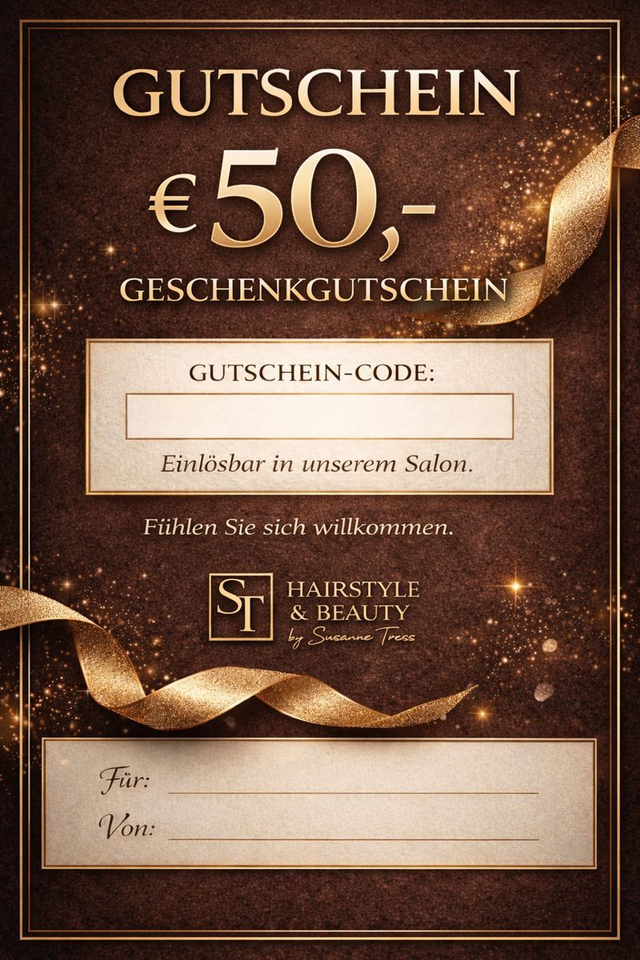 Geschenkgutschein – Hairstyle & Beauty by Susanne Tress € 50,-