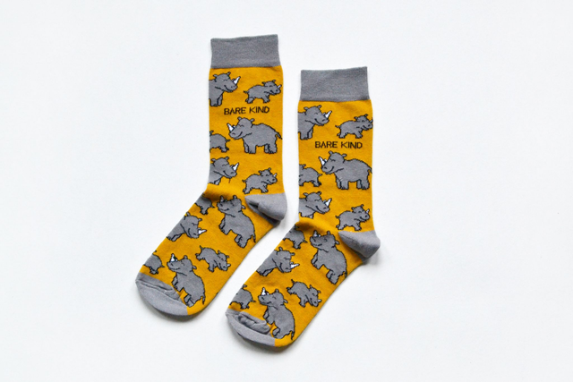 'Save the Rhinos' Bamboo Socks, Bare Kind - adults