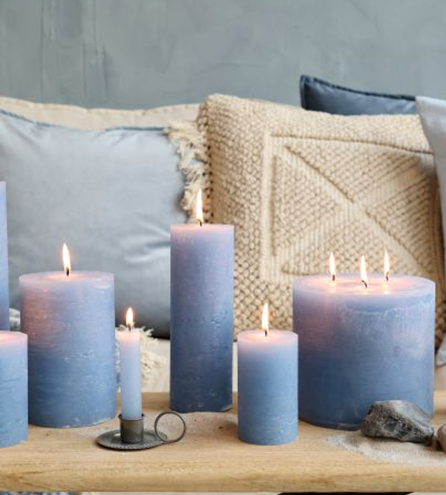 Sky Blue Pillar Candle