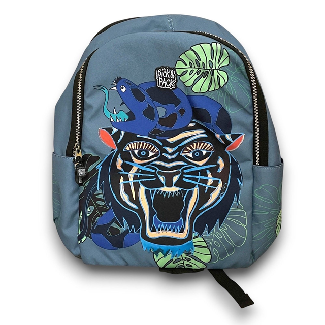 Rucksack Pick & Pack Backpack L Dangerous Cat Jeans Blue Kindergartenrucksack