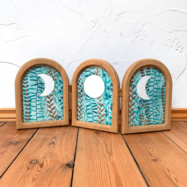 Triptyque turquoise - aquarelles originales encadrées