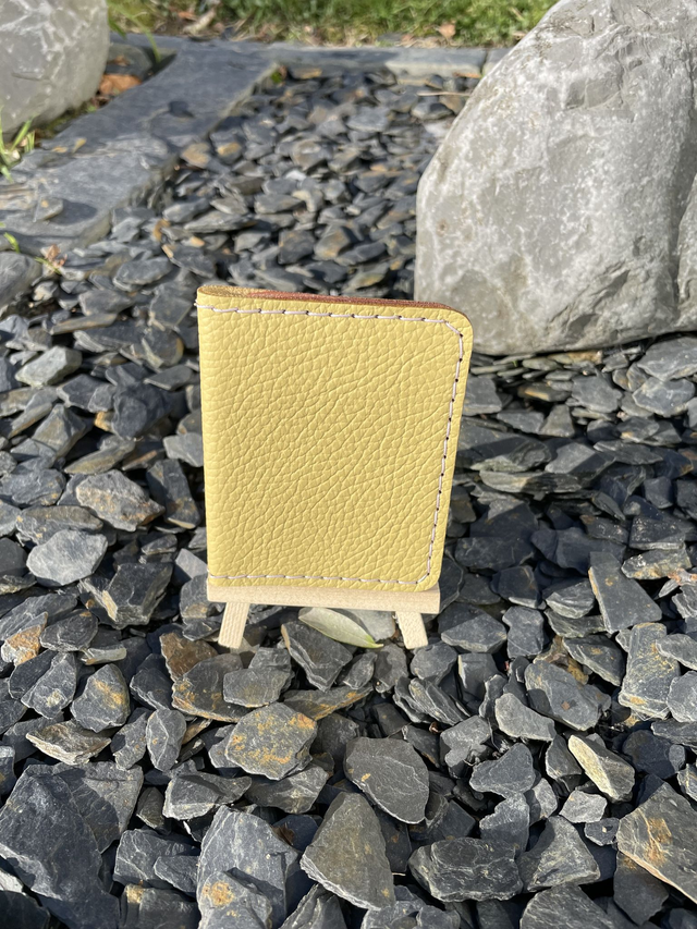 Porte-cartes double jaune/vieux rose