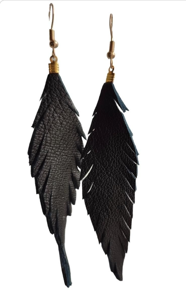 Boucles d&#039;oreilles cuir véritable recyclé pièce unique 