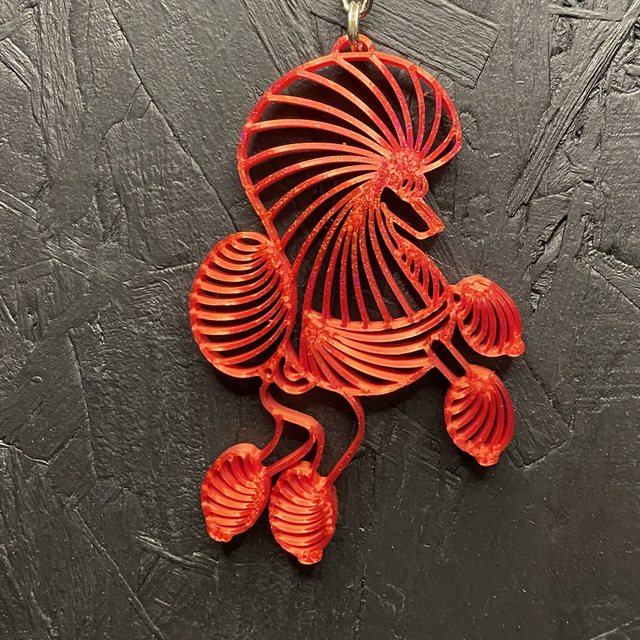 3D - Keychain Poodle Continental Candy Red