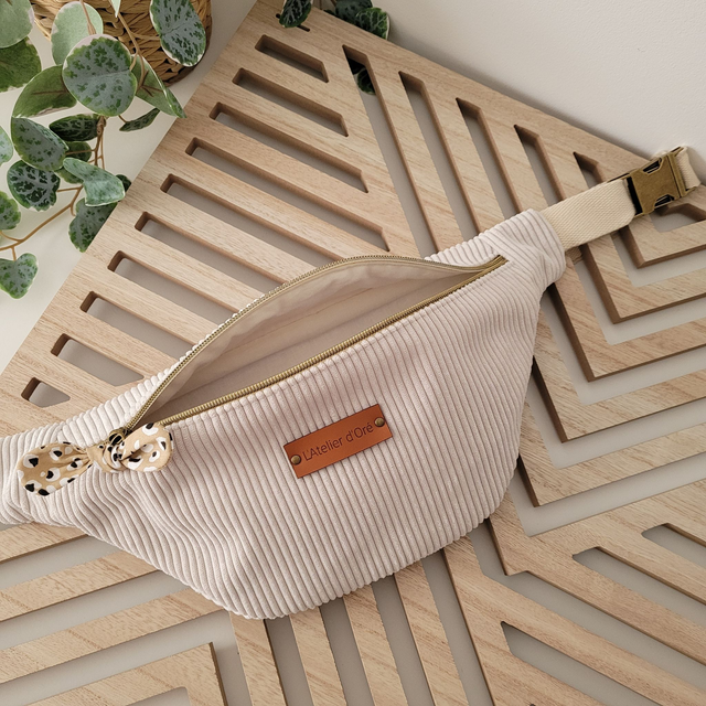 Sac Banane velours écru