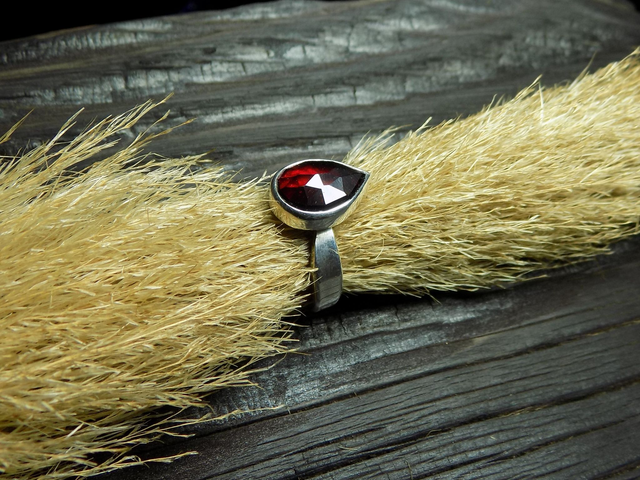 NOCTURNE-Bague Argent&Grenat Almandin