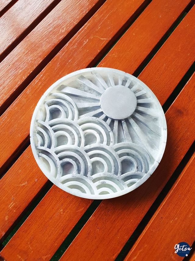  Sous-verre soleil levant et vagues blanc et argenté