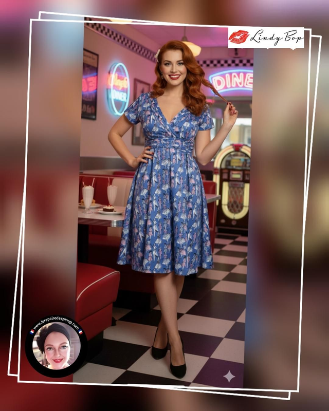 Robe Lindy Bop Darcy Blue Forties Ladies T42/44