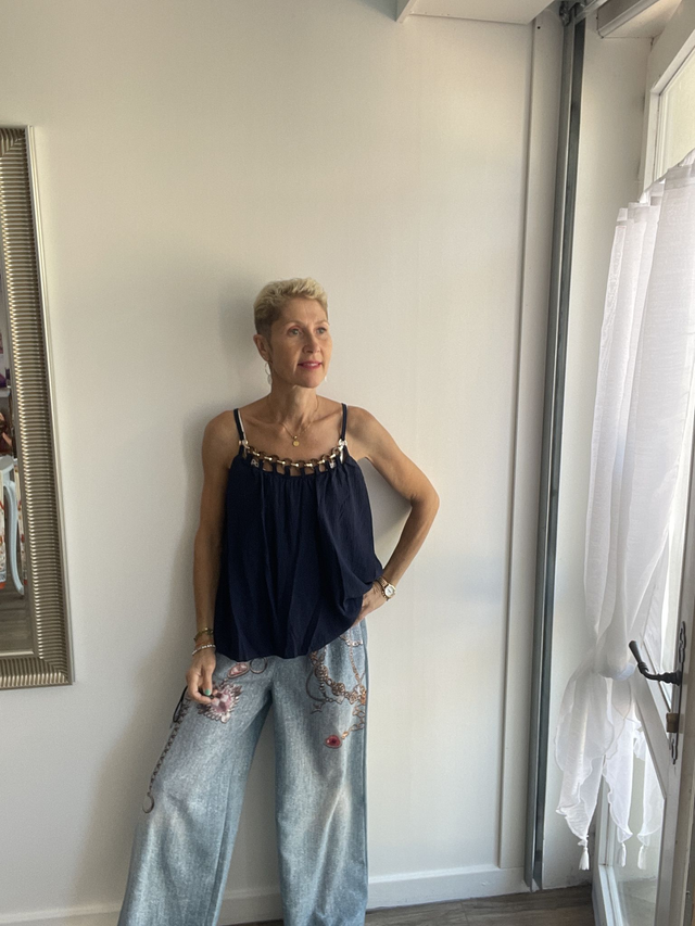 Top bleu marine bijoux