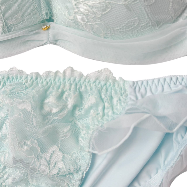 Light blue floral lace japanese bra and underwear set UK 34D