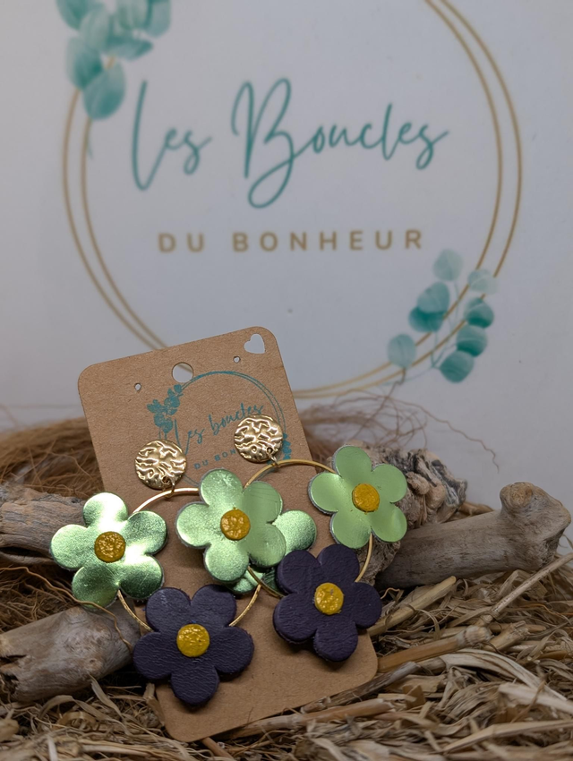 Créoles fleuries prune et verte