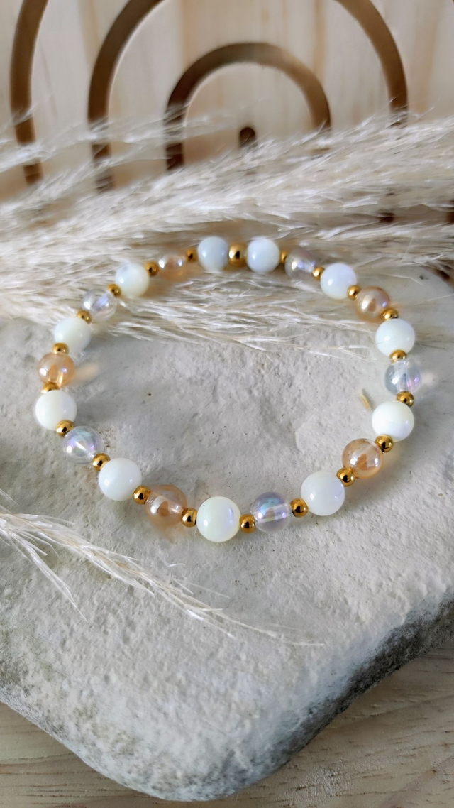 Bracelet "Mère des Perles" Nacre et Aqua Aura