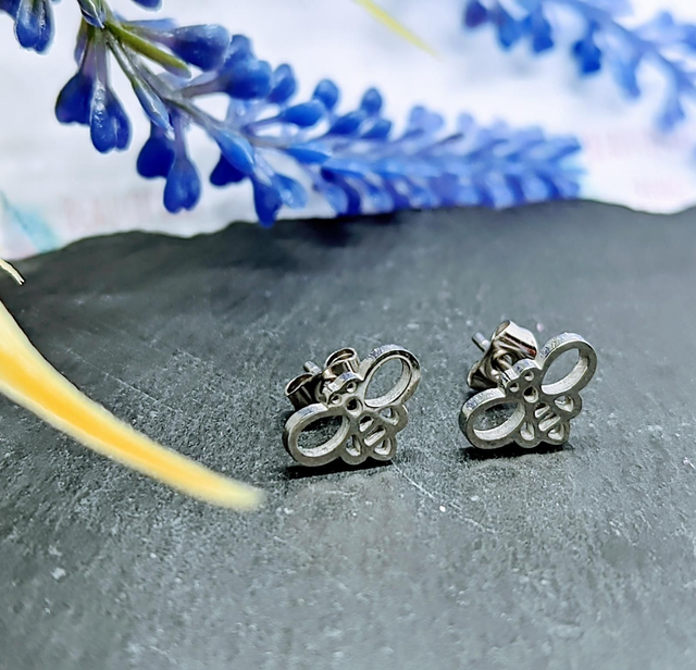 Stainless Steel Bee Stud Earrings 
