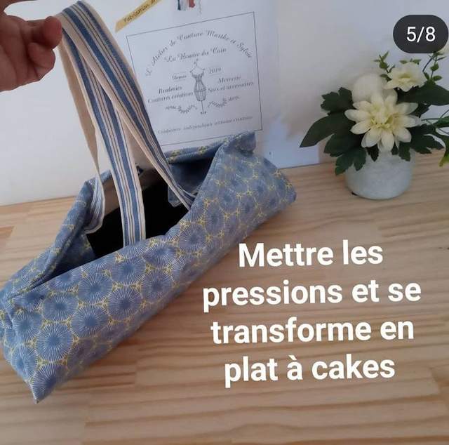 SAC A TARTE ET CAKE CARRE -TISSUS ALEATOIRE OU AU CHOIX