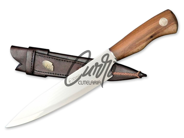 Faca Gourmet Chef Elmo 9 Pol Aço Inox Cabo de Madeira com Bainha