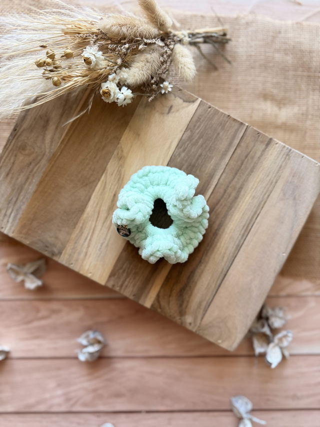 Chouchou tout doux vert d’eau pastel