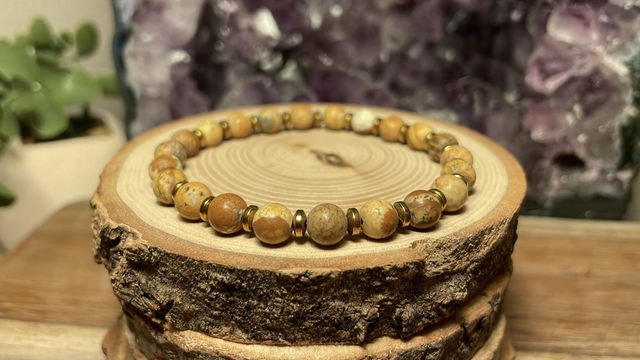 Bracelet JASPE PAYSAGE 6mm (Avec hématites)