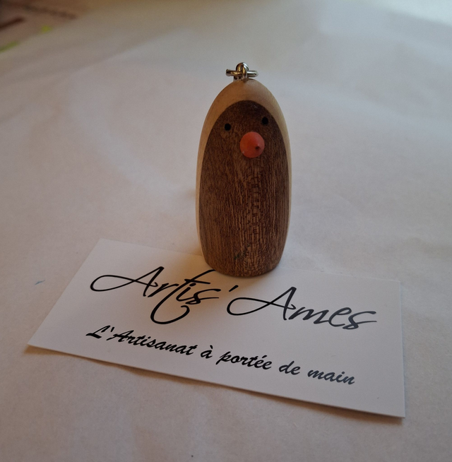 Porte clés bois Pingouin