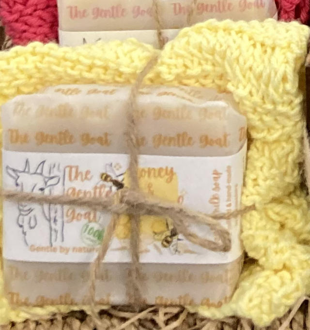 Hand knitted flannel and standard soap bar