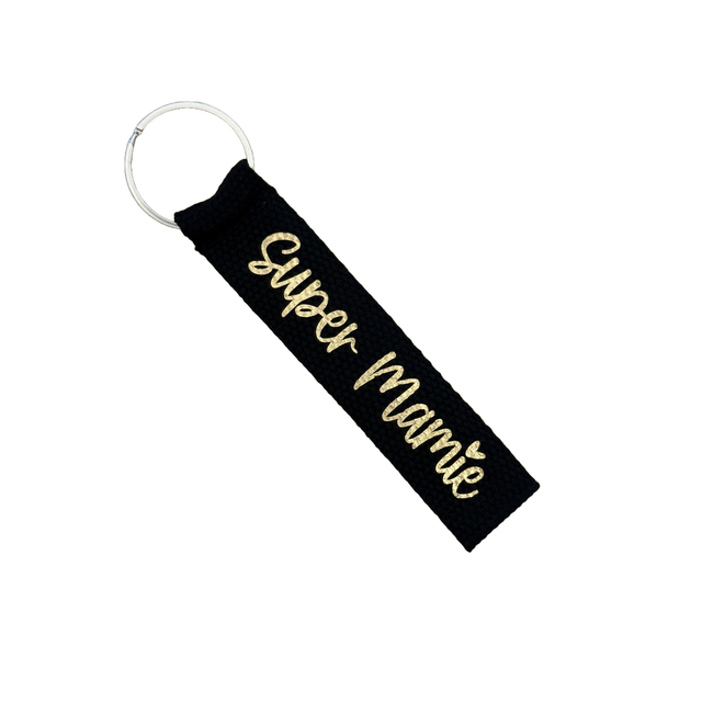 Porte Clé Noir et Doré Super Mamie