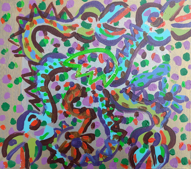 Smoki 41x46 akryl płótno 2018