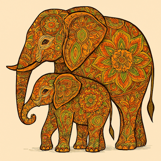 A set of four ceramic coasters featuring colourful elephants, May be purchased as a set of two or individual