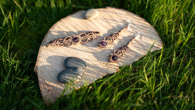 Parure boucles d’oreilles + bracelet avec Améthyste 