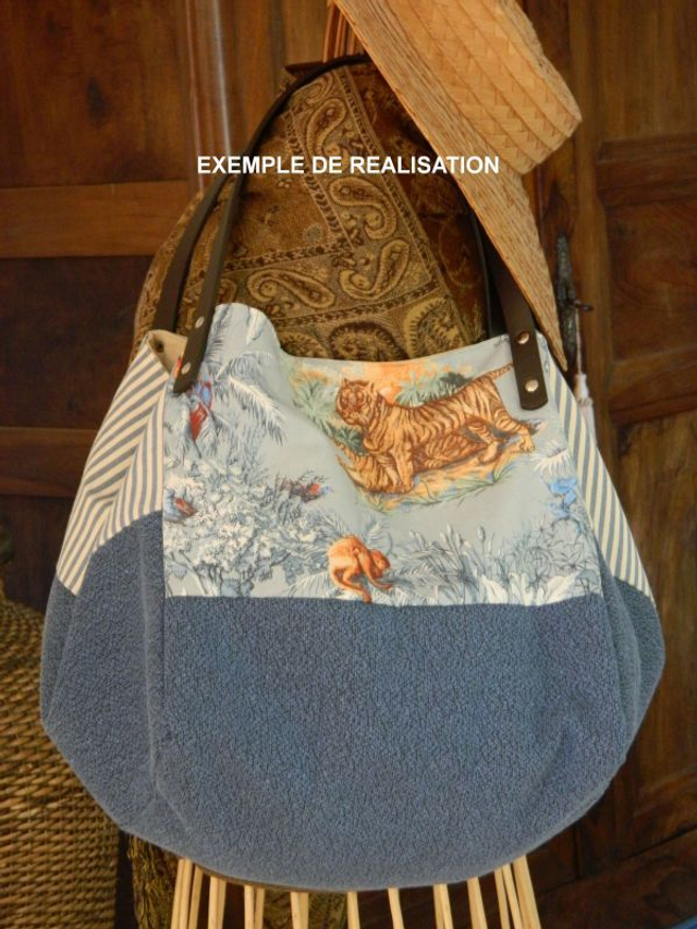 Grand sac cabas cube personnalisé tons de bleu