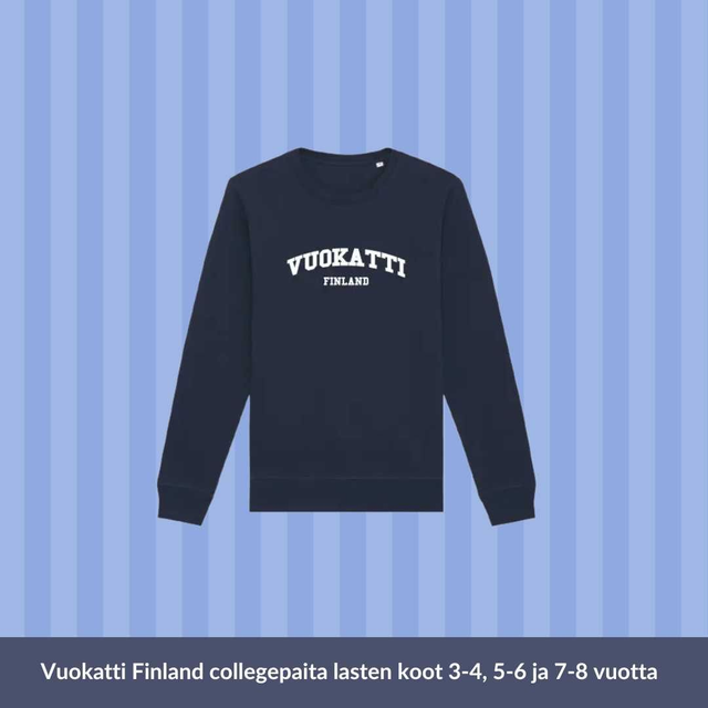 Vuokatti - lasten tummansininen college valkoisella painatuksella