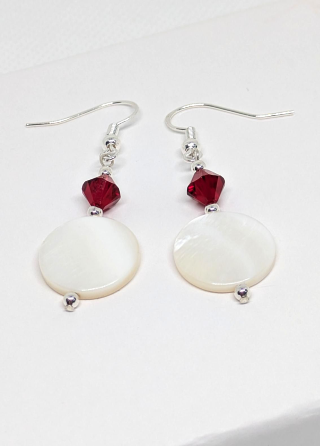 925 Sterling Silver, Serenity Crystal &amp; Shell Earrings 