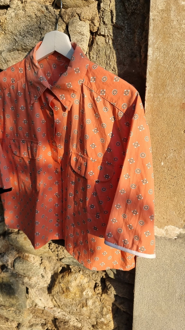 Chemise upcyclé motifs saumon