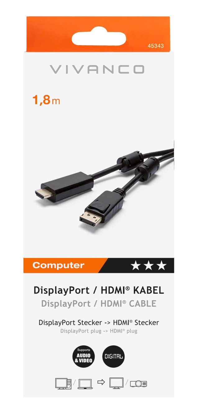 Vivanco display port/HDMI kabel 1,8m
