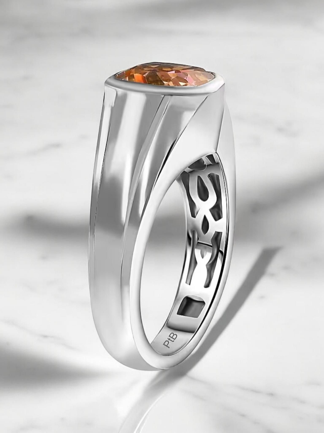 Mystic Quartz & Platinum Filled Solitaire Ring.