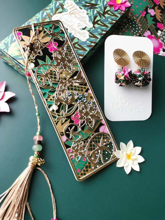 Box marque page et boucles d&#039;oreilles kusudamas