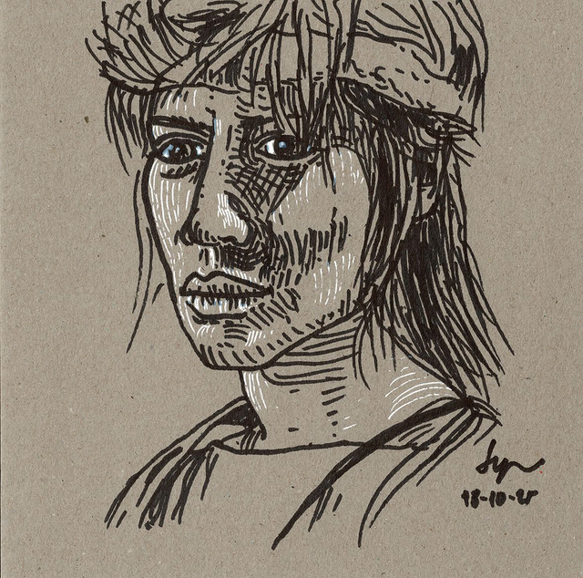 Dibujo: Retrato de Linda Hamilton -SARAH CONNOR- (Terminator)