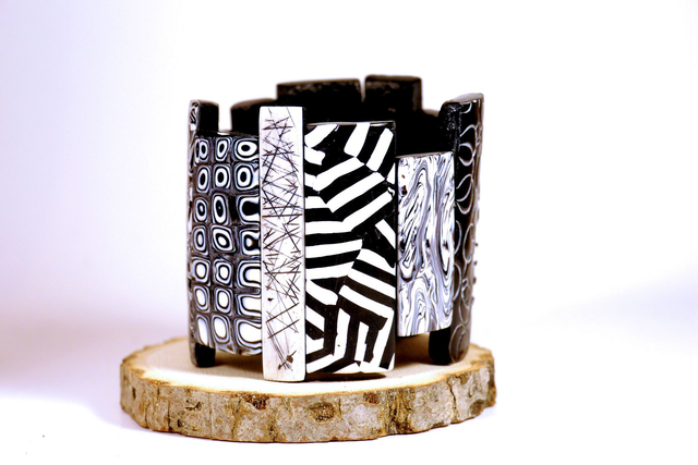 Bracelet Manchette GraphiK noir et blanc