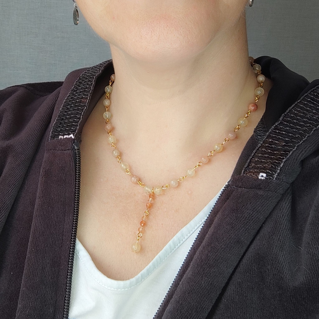 Collier Confiance et prospérité Citrine &amp; Pierre de Soleil