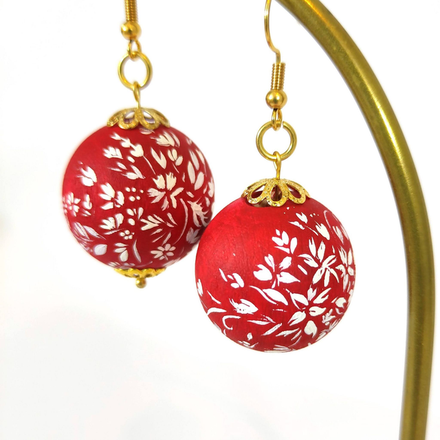 Boucles d&#039;oreilles &quot;fleuries - rouge&quot; 2024 - Taille XL