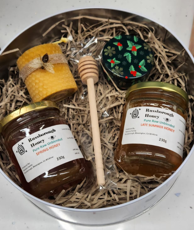 Christmas Gift Set ( Honey, Beeswax Candle &amp; Aromatic Tin Candle)