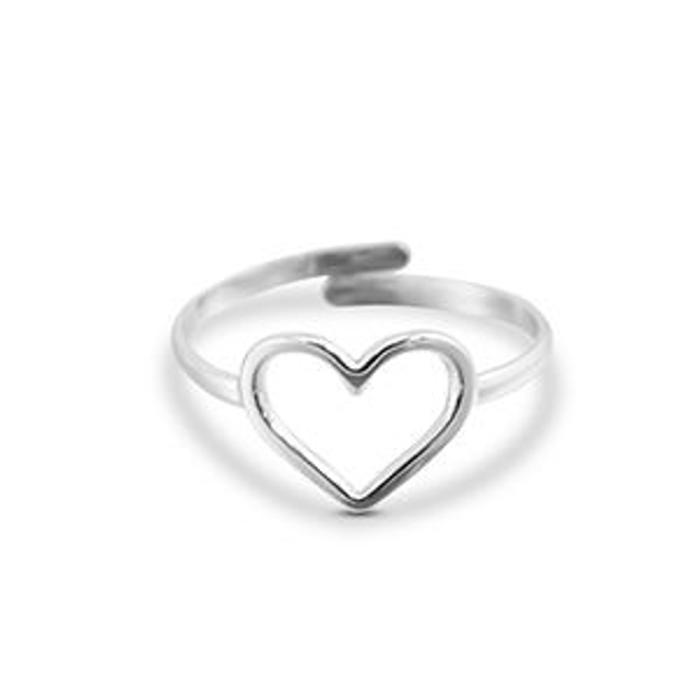 Bagues en acier Inox coeur Argenté