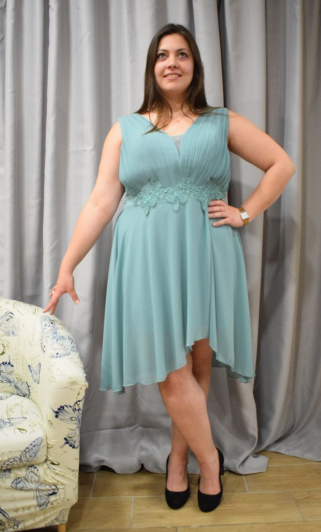 Robe de cocktail grande taille vert sauge